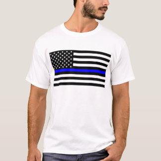 Camiseta - Línea Azul delgada de la policía de bandera de l