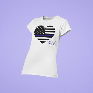 Camiseta Línea Azul delgada: Jefe de banda de esposa polici