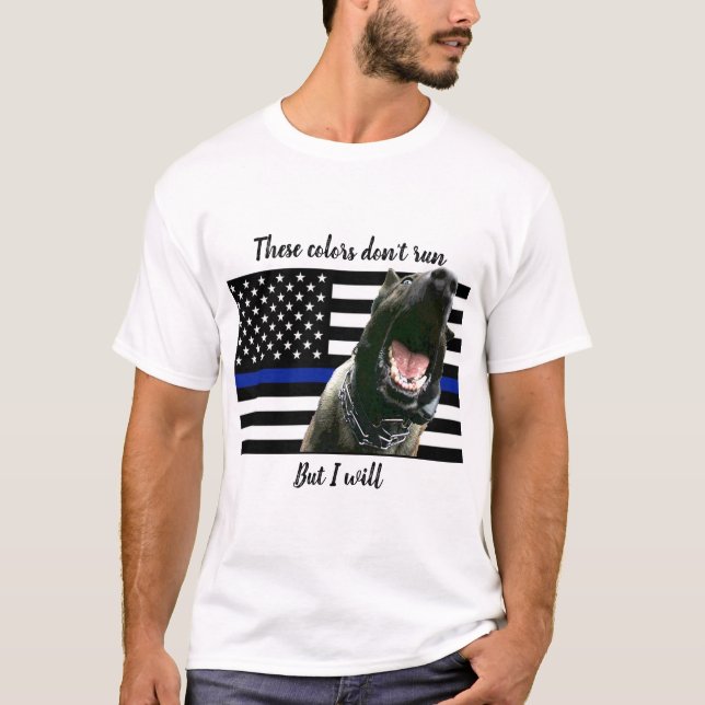 Camiseta Línea Azul delgada -K9 Humor (Anverso)