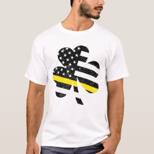 Camiseta Línea bandera americana irlandesa del oro del dí