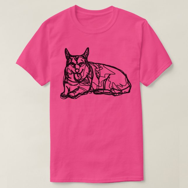 Camiseta Línea Corgi Dibujando Tonelada El Martes Perro (Diseño del anverso)