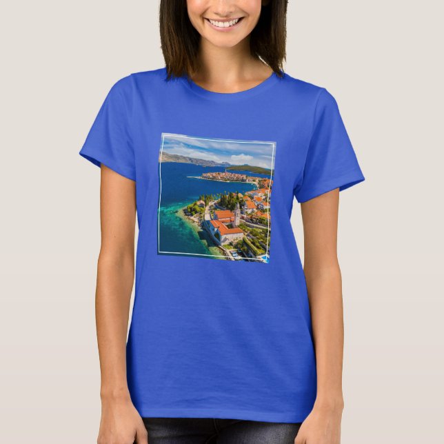 Camiseta Línea costera | Ciudad de Korcula, isla de Korcula (Anverso)