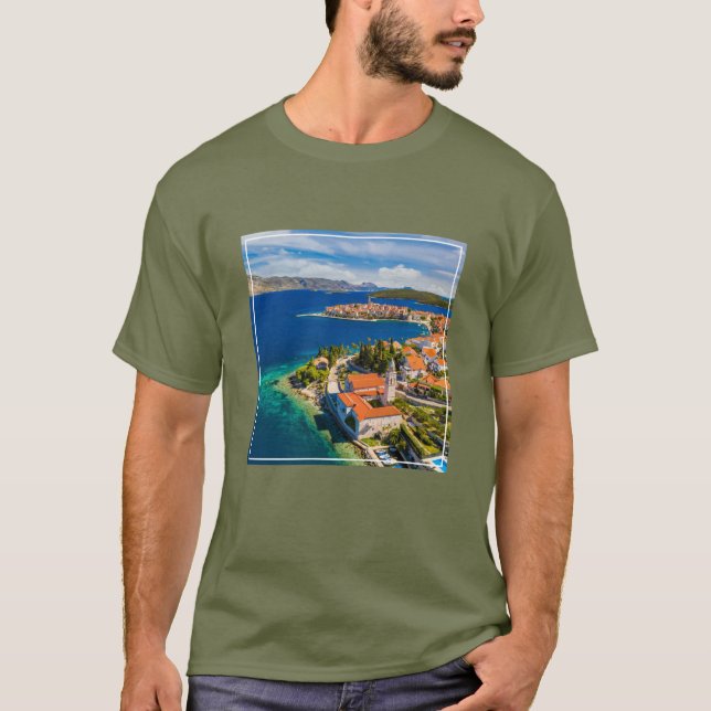 Camiseta Línea costera | Ciudad de Korcula, isla de Korcula (Anverso)