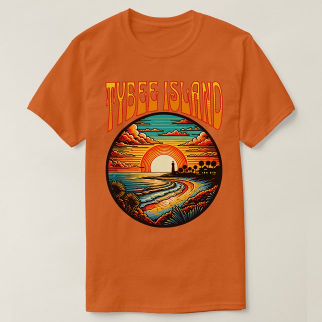 Camiseta Línea costera de la isla Tybee al atardecer de TSh (Diseño del anverso)