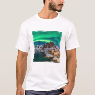Camiseta Línea costera   Islas Lofoten, Hamnoy, Noruega