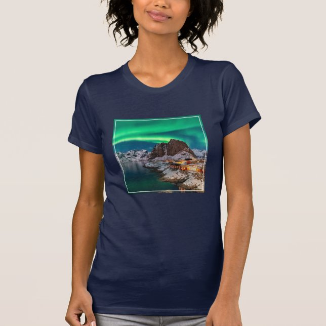 Camiseta Línea costera | Islas Lofoten, Hamnoy, Noruega (Anverso)