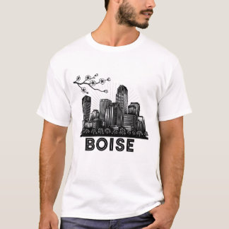 Camiseta Línea de arte de Boise City Skyline - Urba blanca