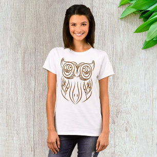 Camiseta Línea de arte de búho tribal moderno marrón abstra