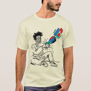 Camiseta Línea de Arte de Colaboración entre Robot y Humano