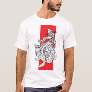 Camiseta Línea de Arte de Pez Betta Elegante – Minimalista 