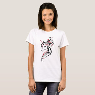 Camiseta Línea de Arte de Unicornio Elegante
