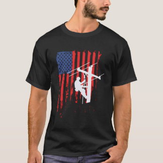 Camiseta Línea de cable de bandera de Estados Unidos