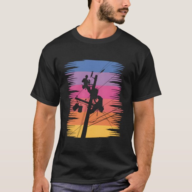 Camiseta Línea de cable de poste de alimentación de línea c (Anverso)