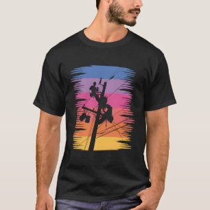 Camiseta Línea de cable de poste de alimentación de línea c