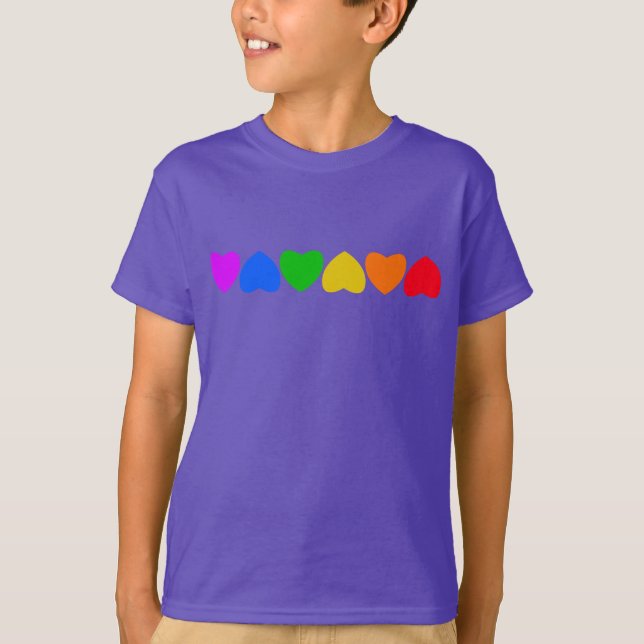 Camiseta Línea de corazón de arcoíris de orgullo (Anverso)