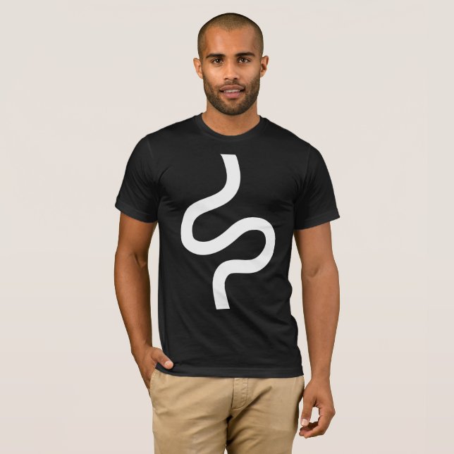 Camiseta Línea de curvas 02 - Blanco sobre negro (Anverso completo)