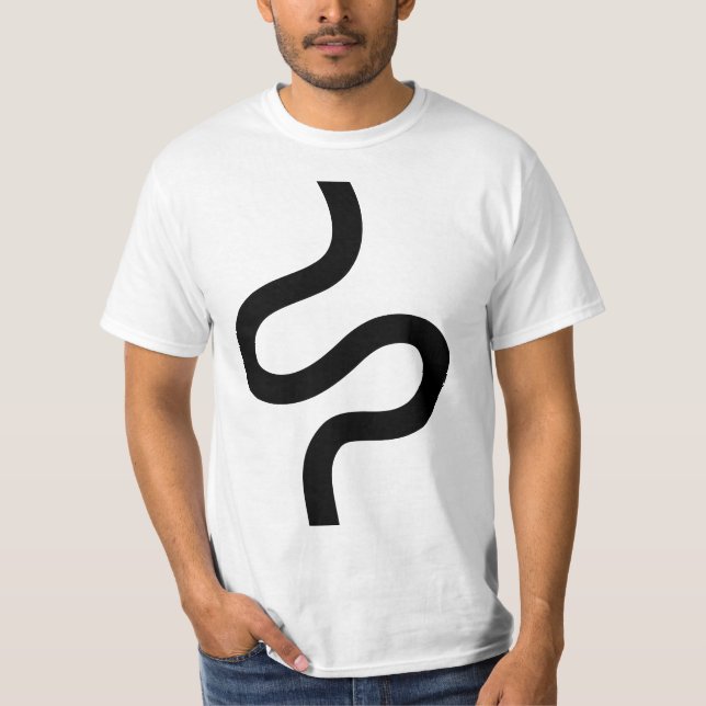 Camiseta Línea de curvas 02 - Negro sobre blanco (Anverso)