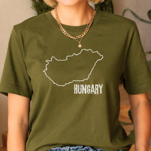Camiseta Línea de esquema húngaro del mapa del país en Hung