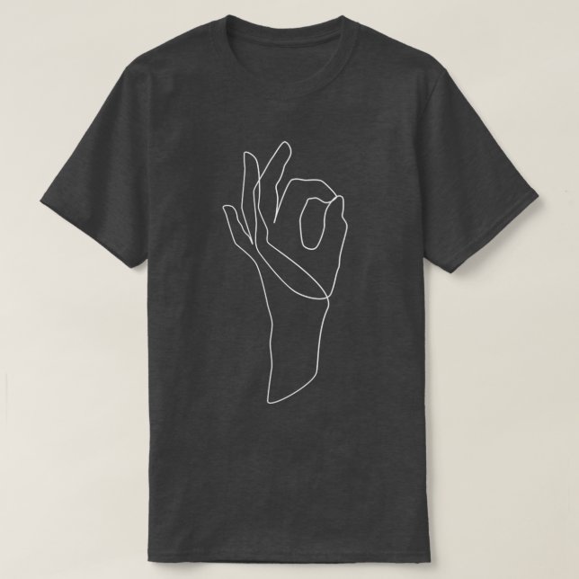 Camiseta Línea de gestos de mano OK - Negro y blanco (Diseño del anverso)