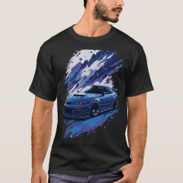 Camiseta Línea de horizonte azul modificada en un batido de
