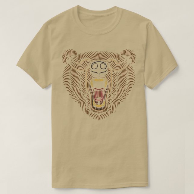 Camiseta Línea de la cabeza del oso Arte Dibujo de animales (Diseño del anverso)