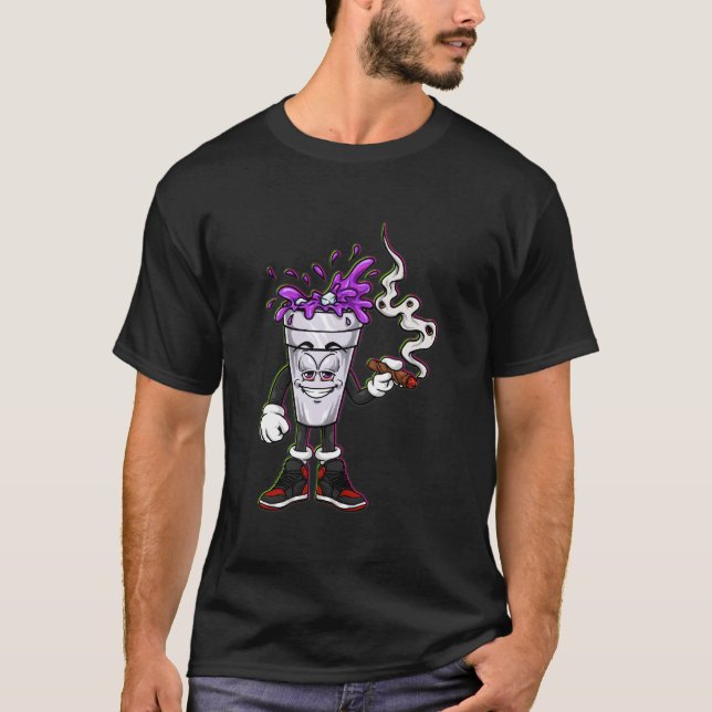 Camiseta Línea de Lean Morado Bebida Sucia Doble Taza Lean (Anverso)