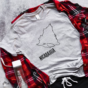 Camiseta Línea de mapa del país de Nicaragua Forma de front