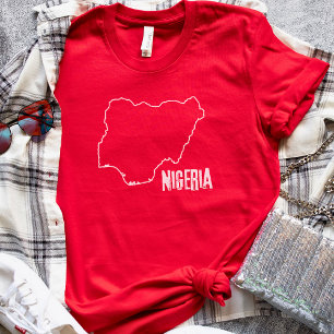 Camiseta Línea de mapa del país de Nigeria Esquema de front