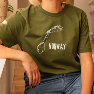 Camiseta Línea de mapas de Noruega Frontera con Noruega