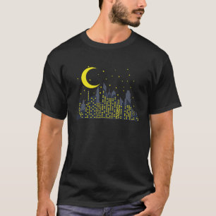 Camiseta Línea de Skyline nocturna con la mitad de la ciuda