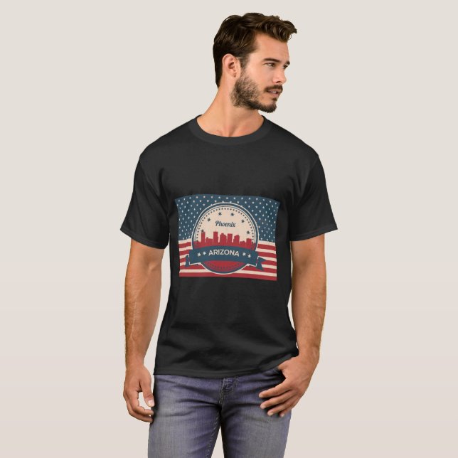 Camiseta Línea de Skyline Phoenix Arizona con estilo retro (Anverso completo)