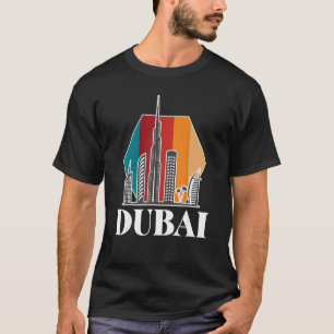 Camiseta Línea de Skyline Retro de Dubai Burj Khalifa Unite