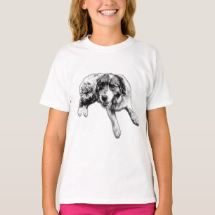 Camiseta Línea de tinta de cachorro australiano acostado