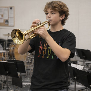 Camiseta Línea de Trompeta Arcoíris Instrumento de Bronce C