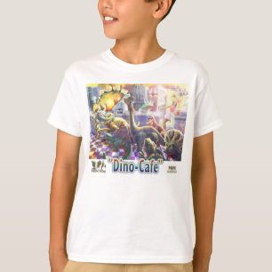 Camiseta Línea del almuerzo del dinosaurio del café de Di