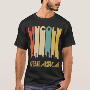 Camiseta Línea Del Centro De La Ciudad De Lincoln Nebraska