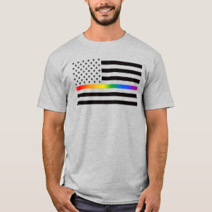 Camiseta Línea delgada del orgullo arcoiris de los Estados 