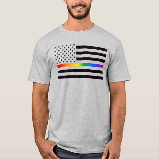 Camiseta Línea delgada del orgullo arcoiris de los Estados  (Anverso)