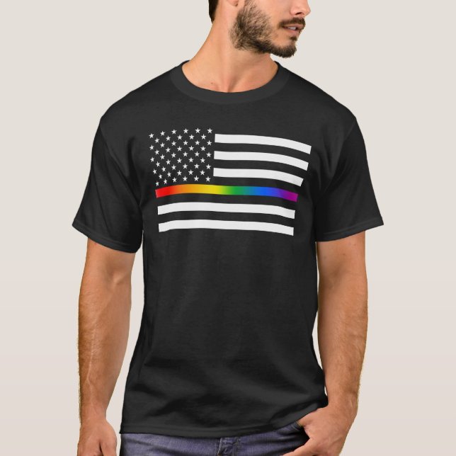 Camiseta Línea delgada del orgullo arcoiris de los Estados  (Anverso)