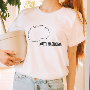 Camiseta Línea fronteriza del mapa del país de Macedonia se