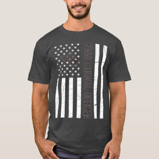 Camiseta Línea Gris delgada CO Bandera Americana Premium