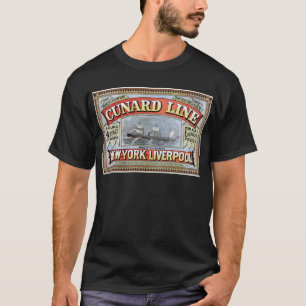 Camiseta Línea poster de Cunard de Nueva York Liverpool