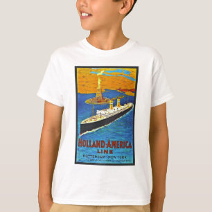Camiseta Línea poster de Holanda América del viaje del