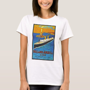 Camiseta Línea poster de Holanda América del viaje del