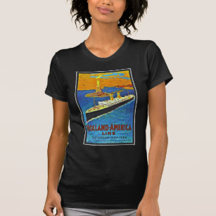 Camiseta Línea poster de Holanda América del viaje del