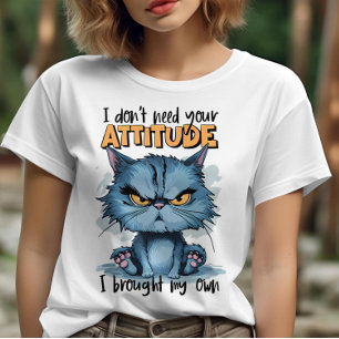 Camiseta Línea rebelde en azul: no necesito tu attitu