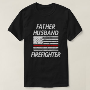 Camiseta Línea roja fina americano del bombero del marido