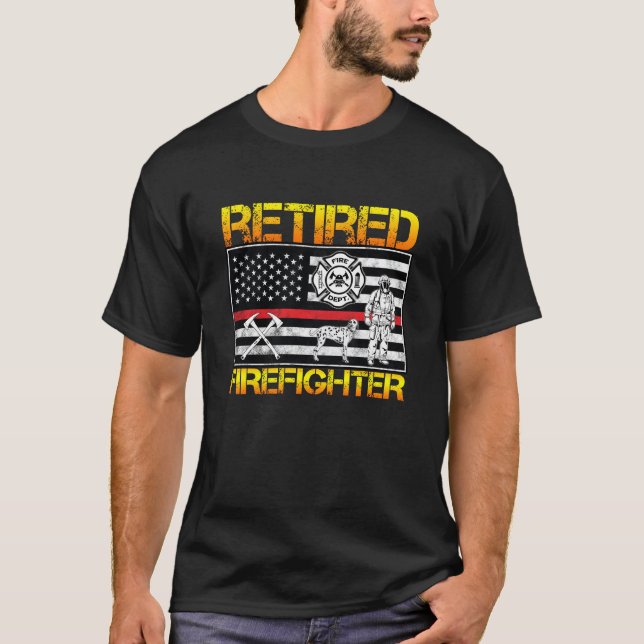 Camiseta Línea roja fina retiro jubilado del bombero (Anverso)