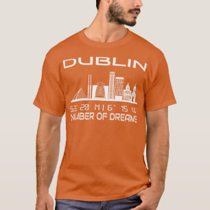 Camiseta Línea Skyline de Dublín coordenadas GPS City Dream