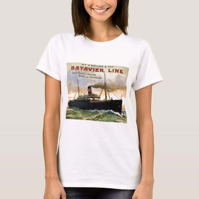 Camiseta Línea viaje de Batavier del vintage (Anverso)